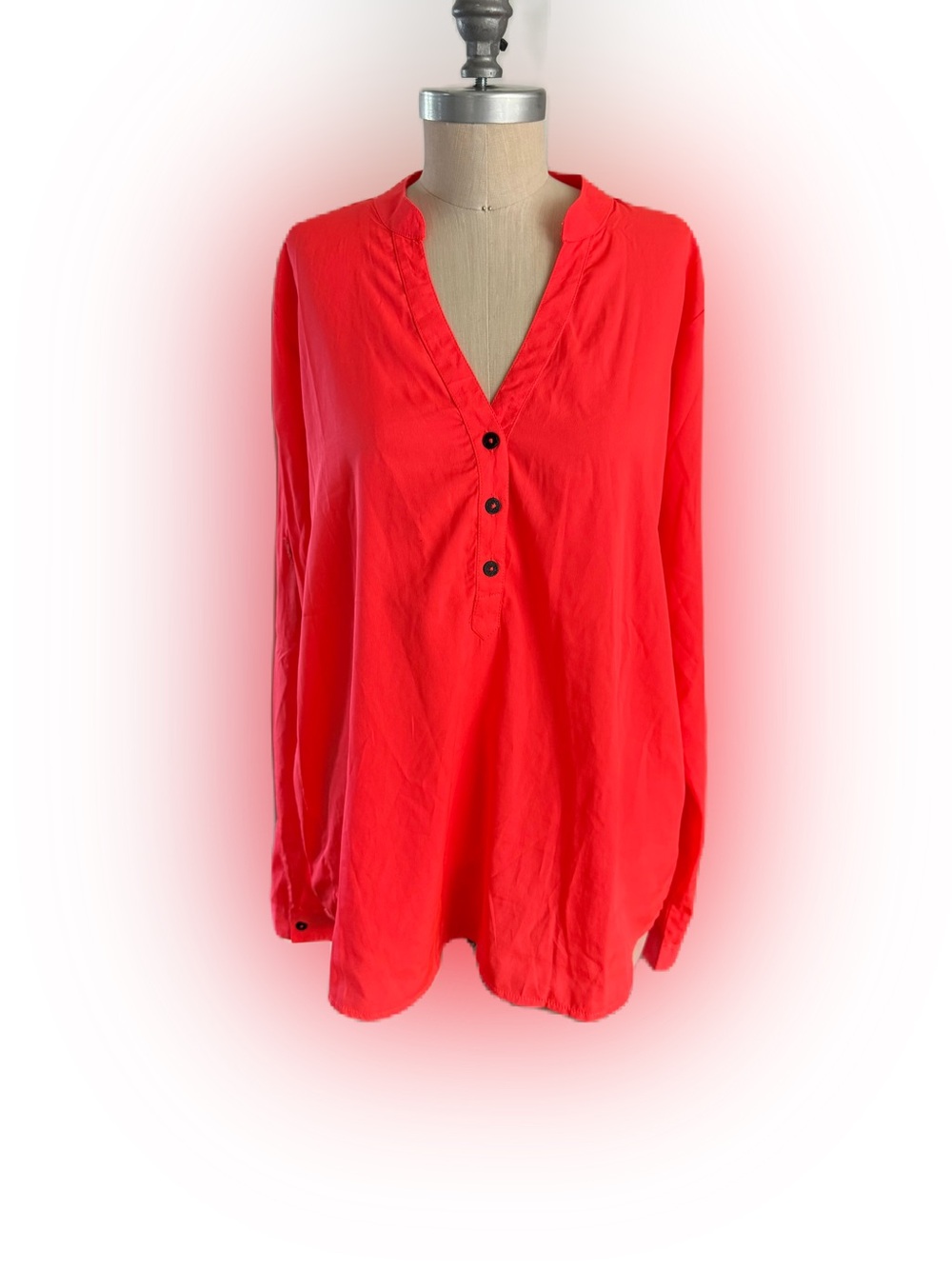Cruel Women’s Long Sleeve Neon Orange Blouse. Size XL